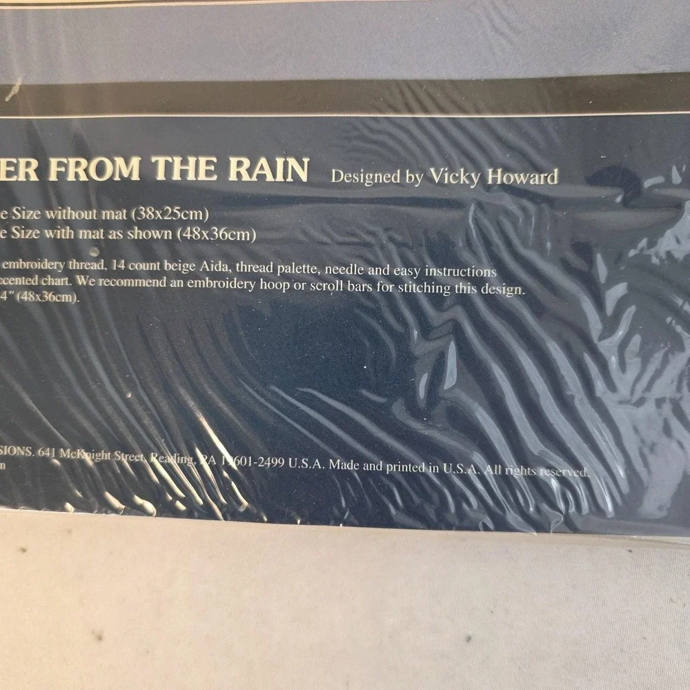 Sunset Designs Vintage‎ SHELTER FROM THE RAIN 13635 Counted Cross Stitch 1997